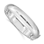 Sterling Silver Rhodium-plated D/C Fancy Hinged Bangle Bracelet