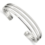 Sterling Silver Polished 3-Row Cuff Bangle Bracelet