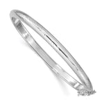 Sterling Silver Rhodium-plated D/C Hinged Bangle Bracelet