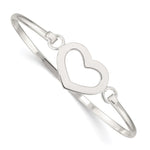 Sterling Silver Heart with Hook Closure Bangle Bracelet