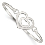 Sterling Silver Heart within a Heart w/Hook Closure Bangle Bracelet