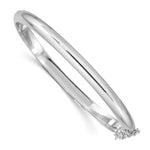 Sterling Silver Rhodium-plated Polished Hinged Bangle with Safety Chain