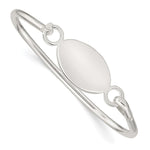Sterling Silver Polished Engravable 25x Oval ID Plate Hook Closure Bangle Bracelet