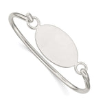 Sterling Silver Polished Engravable 33x Oval ID Plate Hook Closure Bangle Bracelet