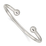 Sterling Silver Polished Round Ends Cuff Bangle Bracelet