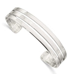 Sterling Silver Polished 3-Row Flat Cuff Bangle