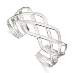 Sterling Silver Polished Woven Design Cuff Bangle