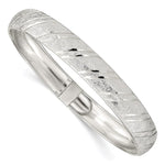 Sterling Silver Polished Diamond-cut Flexible Bangle