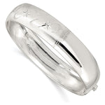 Sterling Silver Polished Diamond-cut Textured Flexible Bangle