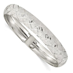 Sterling Silver Polished D/C Textured Flexible Bangle