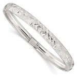 Sterling Silver Laser and Diamond-cut Flexible Bangle
