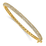 Sterling Shimmer Sterling Silver Gold-tone Flash Gold-plated 175 Stone PavÇ CZ Hinged Bangle Bracelet