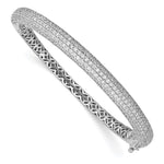 Sterling Shimmer Sterling Silver Rhodium-plated 303 Stone CZ PavÇ Hinged Bangle