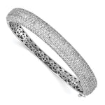 Sterling Shimmer Sterling Silver Rhodium-plated 360 Stone CZ Pav‚ Hinged Bangle