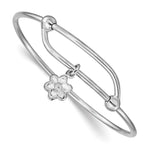 Sterling Silver RH-pltd Polished w/Dangle Flower Small Adj/Expand Bangle