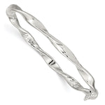 Sterling Silver Rhodium-plated Polished Twisted Hinged Bangle