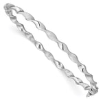 Sterling Silver Rhodium Brush/Polish Twist Hinged Bangle