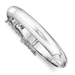 Sterling Silver Rhod. Plated Pol. w/Safety Hinged Child's Bangle