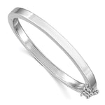 Sterling Silver Rhodium-plated Polished Inside Diameter Hinged Bangle with Safety Chain