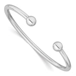 Sterling Silver RH-pltd Polished Inside Diameter Cuff Bangle