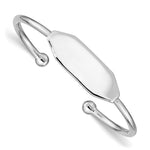 Sterling Silver RH-pltd Polished ID Inside Diameter Cuff Bangle