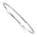 Sterling Silver RH-pltd Polished & D/C Slip-on Youth Bangle Bracelet