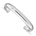 Sterling Silver RH-pltd Polished/Domed Inside Diameter Cuff Bangle