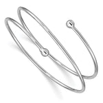 Sterling Silver Rhodium-plated Polished Flexible Wrap Slip-on Bangle