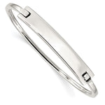 Sterling Silver Polished Engravable 42x ID Plate Hinged Hook Closure Bangle