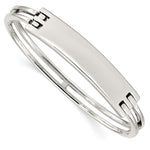 Sterling Silver Polished Engravable 41x ID Plate Hinged Hook Closure Bangle