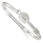 Sterling Silver Polished Shell Hook Closure Bangle