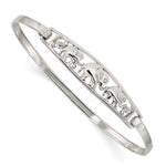 Sterling Silver Polished Elephant Hinged Hook Closure Bangle