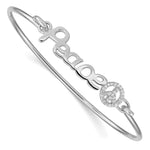 Sterling Silver Rhodium-plated Polished PEACE with CZ Peace Sign Hook Closure Bangle