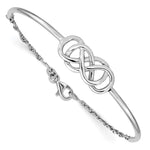 Sterling Silver Rhodium-plated Double Infinity Symbol Half-Bangle Bracelet