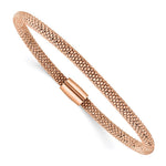 Sterling Silver Rose-tone Fancy Mesh Chain Magnetic Clasp Bracelet