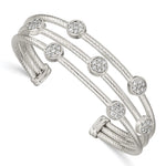 Sterling Silver Polished and Textured CZ Bangle