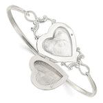 Sterling Silver Polished Heart Locket Hook Closure Bangle Bracelet