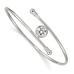 Sterling Silver Polished Bezel CZ Bypass Slip-on Bangle