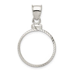 Wideband Distinguished Coin Jewelry Sterling Silver Polished and Diamond-cut 19.1 x $0.01 Screw Top Coin Bezel Pendant