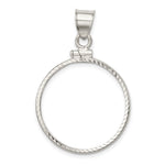 Wideband Distinguished Coin Jewelry Sterling Silver Polished and Diamond-cut 24.1 x $0.25 Screw Top Coin Bezel Pendant