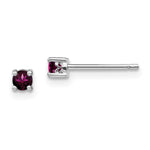 Sterling Silver Rhod-pltd Round Rhodolite Garnet Post Earrings
