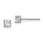Sterling Silver Rhodium-plated Round White Topaz Post Earrings