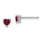 Sterling Silver Rhodium-plated Heart Created Ruby Post Earrings