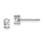 Sterling Silver Rhodium-plated 5x Oval White Topaz Post Earrings