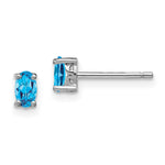 Sterling Silver Rhodium-plated 5x Oval Swiss Blue Topaz Post Earrings