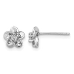Sterling Silver Rhodium-plated Floral Diamond Dainty Post Earrings