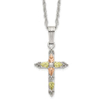 Landstrom's Mt. Rushmore Black Hills Sterling Silver 12K Gold Accents Cross Spring Ring Clasp Necklace