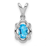 Sterling Silver Rhodium-plated Light Swiss Blue Topaz & Diam. Pendant