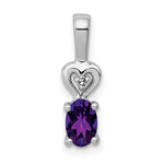 Sterling Silver Rhodium-plated Amethyst & Diam. Pendant