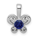 Sterling Silver Rhodium-plated Created Sapphire Pendant